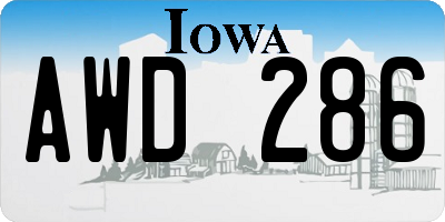 IA license plate AWD286