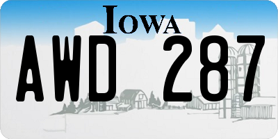 IA license plate AWD287