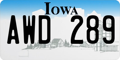 IA license plate AWD289
