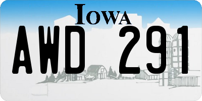 IA license plate AWD291