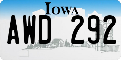 IA license plate AWD292