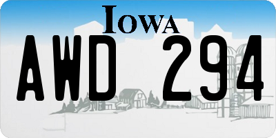 IA license plate AWD294
