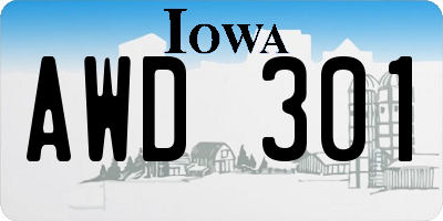 IA license plate AWD301