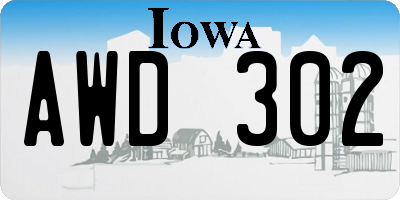 IA license plate AWD302
