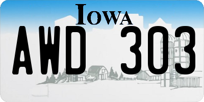 IA license plate AWD303