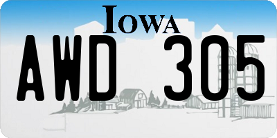 IA license plate AWD305