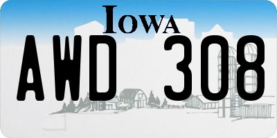 IA license plate AWD308