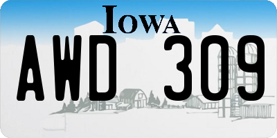 IA license plate AWD309