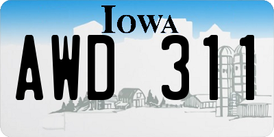 IA license plate AWD311