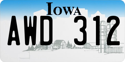 IA license plate AWD312