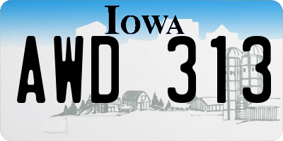 IA license plate AWD313