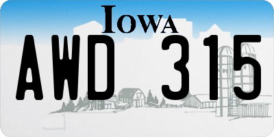 IA license plate AWD315
