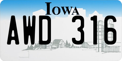 IA license plate AWD316