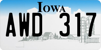 IA license plate AWD317