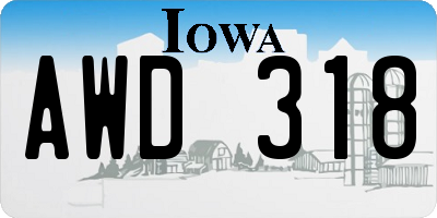 IA license plate AWD318
