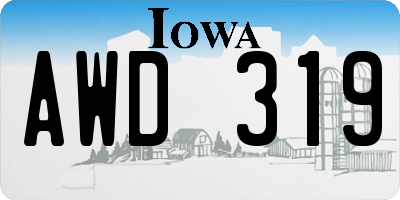 IA license plate AWD319