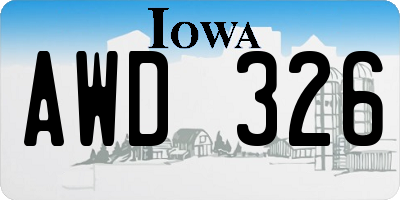IA license plate AWD326