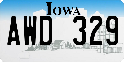 IA license plate AWD329