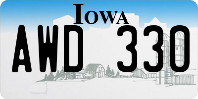 IA license plate AWD330