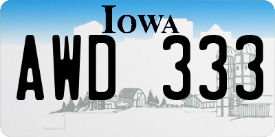 IA license plate AWD333