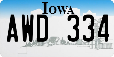 IA license plate AWD334