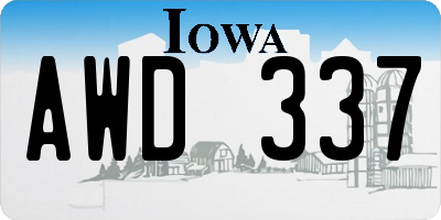 IA license plate AWD337