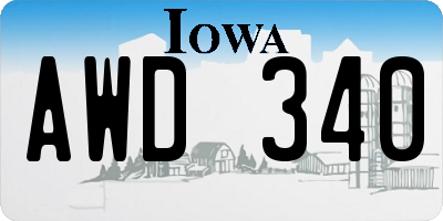 IA license plate AWD340
