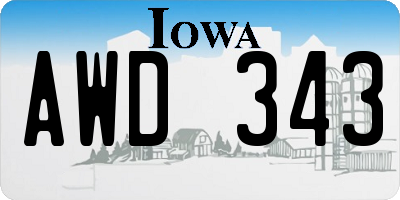 IA license plate AWD343