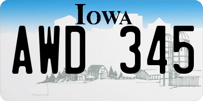 IA license plate AWD345