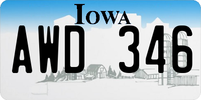 IA license plate AWD346