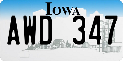 IA license plate AWD347