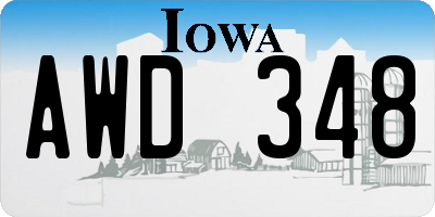 IA license plate AWD348