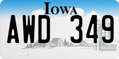 IA license plate AWD349