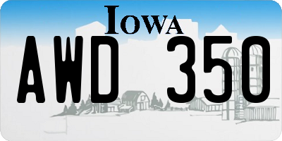IA license plate AWD350