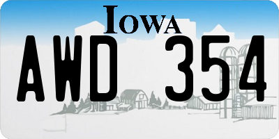 IA license plate AWD354