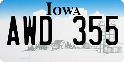 IA license plate AWD355