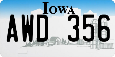 IA license plate AWD356