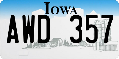 IA license plate AWD357