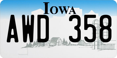 IA license plate AWD358