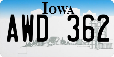IA license plate AWD362