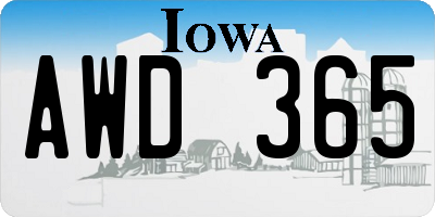 IA license plate AWD365