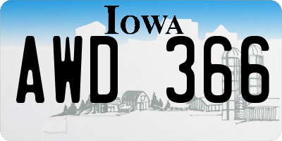 IA license plate AWD366
