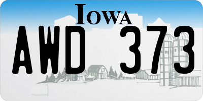 IA license plate AWD373