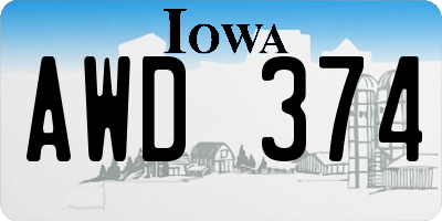 IA license plate AWD374