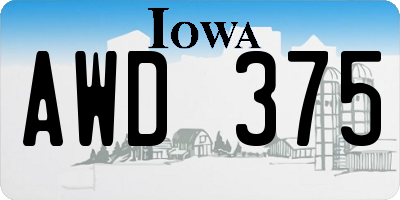 IA license plate AWD375