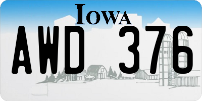 IA license plate AWD376
