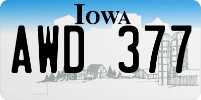IA license plate AWD377