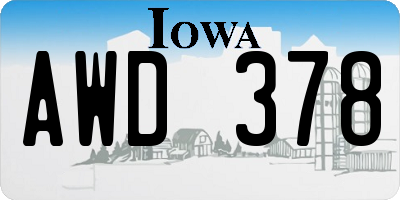 IA license plate AWD378