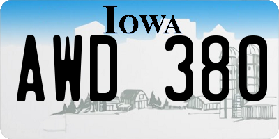 IA license plate AWD380