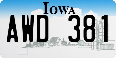 IA license plate AWD381